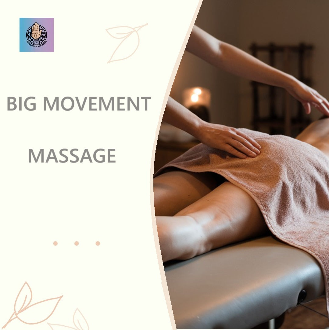 video corso di big movement massage: un massaggio su tutto il corpo con movimenti ampi non localizzati su un'unica parte del corpo.
