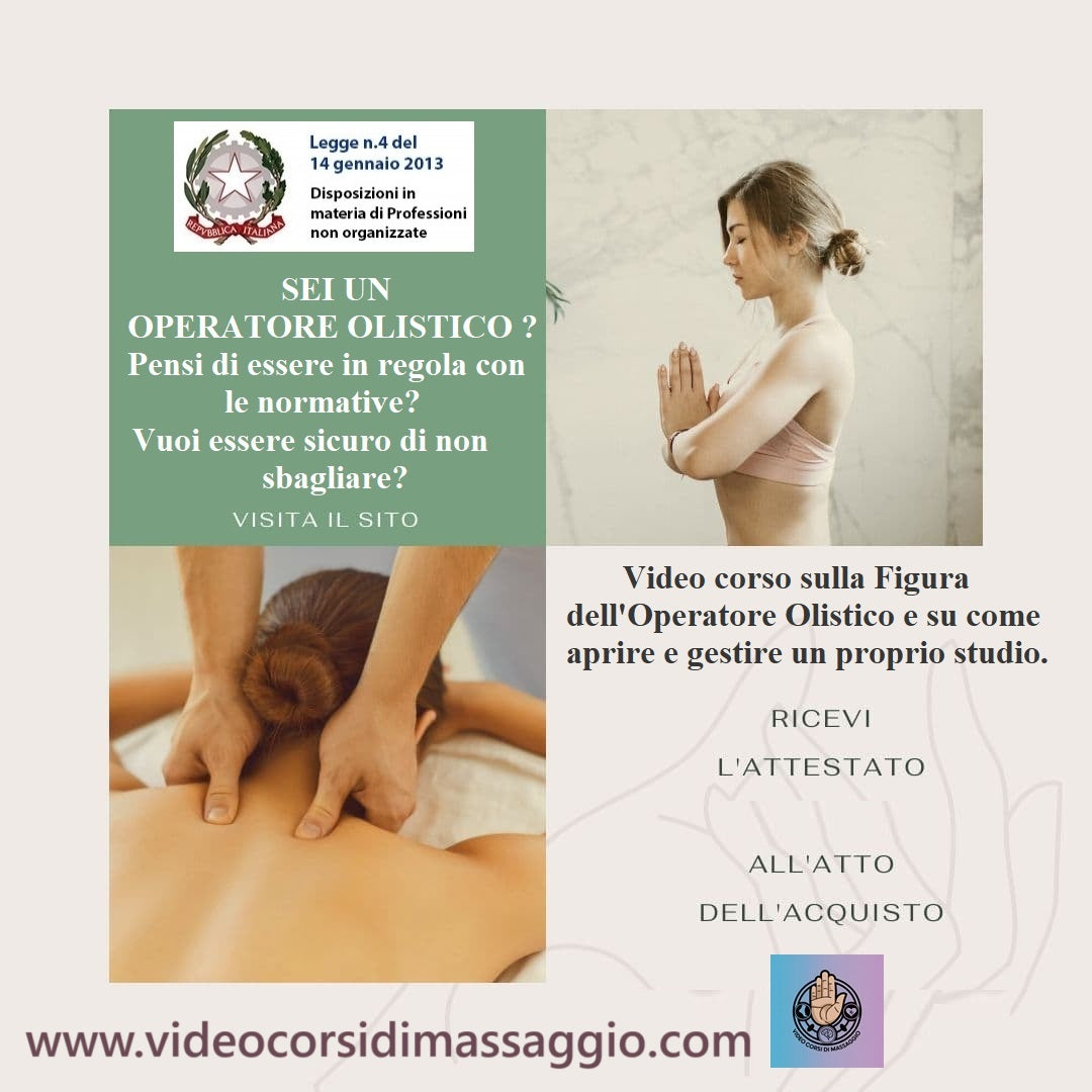 Video corso legge 4-2013 per gli operatori olistici con rilascio di attestato